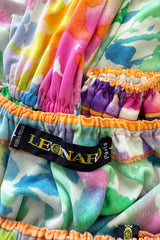 Prettiest 1970s Leonard Washed Floral Pastel Print Silk JerseyEasy -to-Wear Elastic Off Shoulder Dress