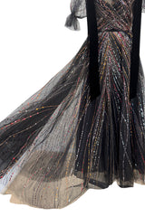 Dreamy Spring 2018 Valentino by Pierpaolo Piccioli Black Tulle Sequin w Velvet Bows
