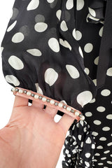 Prettiest Resort 2017 Gucci by Alessandro Michele Black & White Polka Dot Silk Chiffon Dress