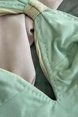 Phenomenal Spring 1991 Original Valentino Runway Pale Pink & Pastel Green Strapless Cut Out Dress