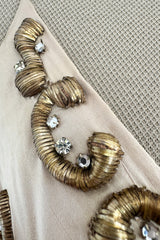 Dreamy 2004 Roberto Cavalli Pale Pink & Copper / Gold Wire Embellished Dress