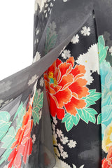 1970s Hanae Mori Silk Twill & Chiffon Caped Overlay Caftan Dress