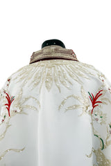 Extraordinary Spring 2022 Valentino by Pierpaolo Piccioli Look 78 Burgundy & White Embroidered Robe Dress