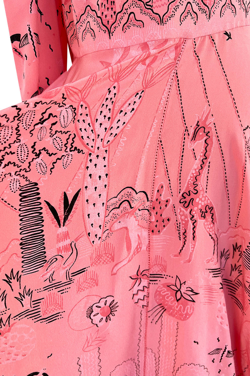 Spring 2017 Valentino by PierPaolo Piccioli Runway Look 12 Zandra Print Pink Silk Dress