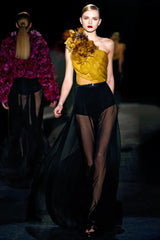 Fall 2011 Gucci by Frida Giannini Runway Look 47 Silk Floral Detailed One Shoulder Silk Chiffon Dress