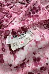 Gorgeous Spring 1976 Yves Saint Laurent Runway Pink Floral Silk Jersey Off Shoulder Dress