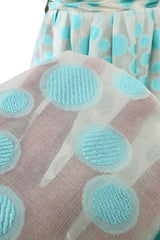 Dreamy Late 1960s Andre Laug Roma Alta Moda Couture Pale Turquoise Applied Dot Strapless Dress