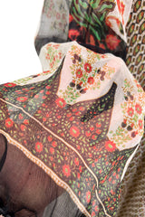 Exceptional 1970s Louis Feraud Bias Cut Silk Light as a Feather Silk Chiffon Caftan Scarf Dress