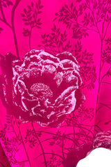 Dreamy 1970s Hanae Mori Pink Layered Bias Cut Silk Chiffon Caftan Dress w Floral Print