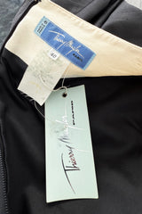 Fall 1995 Thierry Mugler Couture Runway Sculpted Body Shape Black Silk w Ivory Inset Dress