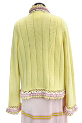 Dreamy Cruise 2004 Chanel by Karl Lagerfeld Pale Pink Knit Dress & Pastel Cardigan Set