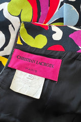 Gorgeous Resort 1993 Christian Lacroix Crisp Cotton Floral Print Halter Dress w Pouf Back Skirt