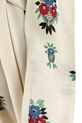 Extraordinary 1973 Ossie Clark & Celia Birtwell Documented Ivory Moss Crepe w Floral