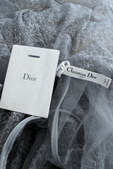2018 Christian Dior by Maria Grazia Chiuri Silver Grey Net and Banded Lace Dress w Silk Slip