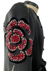 Fall 1978 Givenchy Haute Couture Original Runway Sample Black Silk & Velvet Dress w Beaded Sleeves