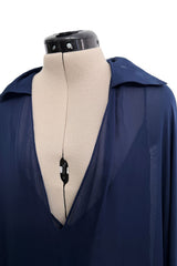 Fall 2014 Valentino by Pierpaolo & Piccioli & Maria Grazia Chiuri Deep Blue Silk Chiffon Caftan Dress