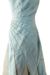 Superb Fall 2005 Richard Tyler Version of Runway Strapless Pale Blue & Ivory Silk Organza Dress