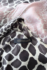 Spring 2004 Roberto Cavalli Bias Cut Silk Brown and Pink Printed Halter Top w Tie & Skirt Set