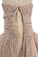 Prettiest Fall 2024 Atelier Prabal Gurung Look 7 Black Dotted Pale Nude Pinkish Net Strapless Dress w Full Skirts
