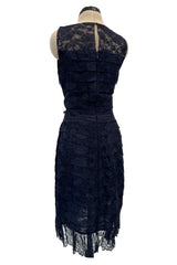 Extraordinary Fall 2008 Chanel by Karl Lagerfeld Blue Lace & Chiffon Dress & Cape Set