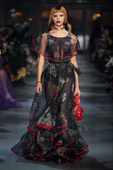 Prettiest Spring 2022 Valentino by Pierpaolo Piccioli Runway Look 88 Recreation of 1971 Dress in Floral Silk Chiffon