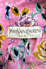 c.Spring 1986 Yves Saint Laurent Haute Couture Floral Silk with Belt