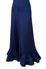 Rare Spring 1972 Christian Dior by Marc Bohan Haute Couture Blue Silk Gazaar Dress