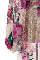 Dreamy Pre-Fall 2020 Valentino by Pierpaolo Piccioli Look 45 Pink Sequin Floral Net Dress