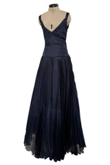 Spring 2000 Chanel by Karl Lagerfeld Haute Couture Runway Blue Organza Silk Dress & Jacket