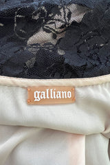 Gorgeous 2010s John Galliano Spanish Influnced Tiered & Ruffled Black Lace Bias Cut Dress