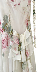 Outstanding Fall 2001 John Galliano Runway Look 41 Bias Cut Silk Chiffon Dress w Romantic Floral Print