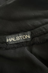 Important Spring 1979 Halston Couture Runway Black Silk Chiffon One Shoulder Wrap Dress
