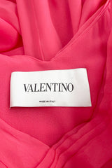 2010s Valentino by Pierpaolo Piccioli & Maria Grazia Chiuri Coral Silk Chiffon Bow Dress w Shawl