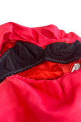 Prettiest 1970s Loris Azzaro Red Silk Gazaar One Shoulder Dress w Ruffled Detailing & Side Bow