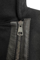 Minimalist Fall 2001 Gucci by Tom Ford Runway Look 21 Cashmere & Leather Sleek Black Coat