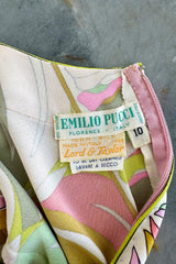 Prettiest 1960s Emilio Pucci Pale Pastel Curving Print Silk Jersey Dress w Contrasting Border
