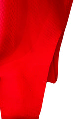 Fabulous 1970s Halston Wrap Plunge Red Full Length Dress w Wide Sleeves & Original Sash