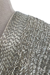 Extraordinary Fall 1975 John Anthony Couture Ivory Silver Hand Beaded Runway Sample Dress