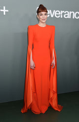 Striking Resort 2019 Alex Perry "Abigail" Brilliant Orange Full Length Capes Sleeve Dress w Open Back