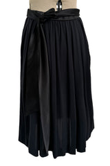 Incredible Spring 1990 Yves Saint Laurent Runway Brilliant Green Jacket w Pink Lining & Black Skirt Set