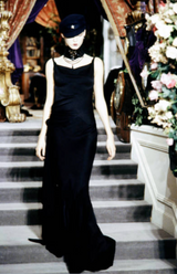 Exceptional Spring 1999 Christian Dior by John Galliano Black Bias Cut Silk Dress w Lace Detailing