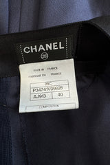 Exceptional Cruise 2009 Chanel by Karl Lagerfeld Blue Silk Deep Front Plunge Dress