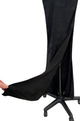 Amazing Spring 2002 John Galliano Black Bias Cut Logo Dress w Sweeping Back