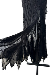 c 1995 Gianni Versace Atelier Haute Couture Black Hand-Beaded Dress w Top Stitched Bust
