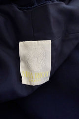Elegant Spring 1989 Nina Ricci by Gerard Pipart Haute Couture Runway Deep Blue Silk Dress