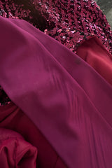 Fabulous 1960s Unlabeled Deep Burgundy Pink Fully Sequined Backless Dress