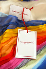 Resort 2019 Carolina Herrera by Wes Gordon Look 7 One Shoulder Rainbow Stripe Silk Chiffon Dress