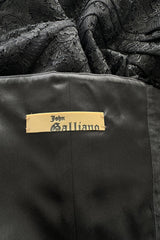 Incredible Spring 2007 John Galliano Strapless Black Lace Dress w Peak Bodice & Intricate Seaming