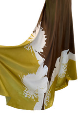 Phenomenal Spring 2005 Original Valentino Runway Look 56 Brown Yellow Floral Print Halter Dress w Sequin Waist Band