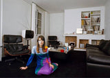 Fantastic Spring 1970 Louis Feraud Easy-to-Wear Printed Purple & Pink on Black Jersey Dress